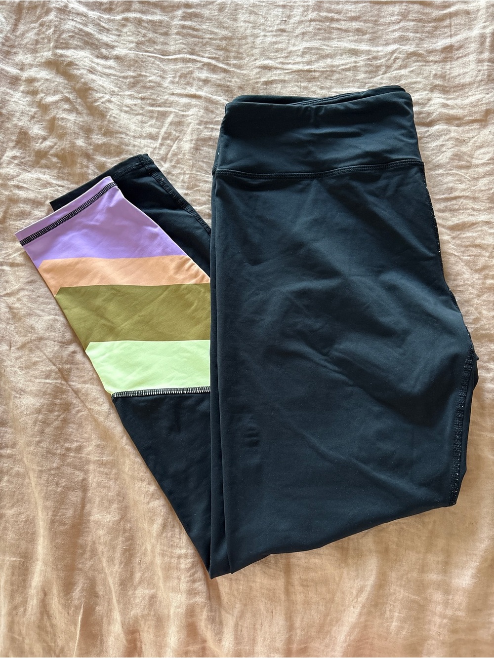 Rip Curl Black Vapor Rub Leggings with Pastel Colorblock Panels